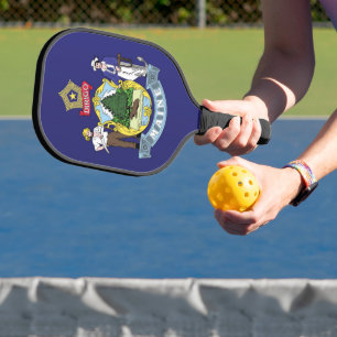 State Flag of Maine, USA Pickleball Paddle