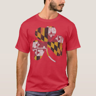 State Flag of Maryland Flag Shamrock T-Shirt