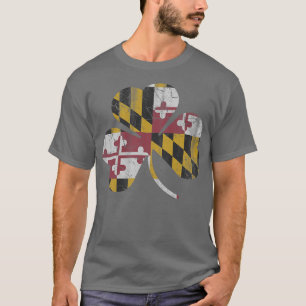 State Flag of Maryland Flag Shamrock T-Shirt