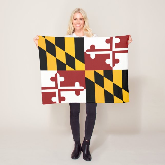 State Flag of Maryland, USA Fleece Blanket (In Situ)