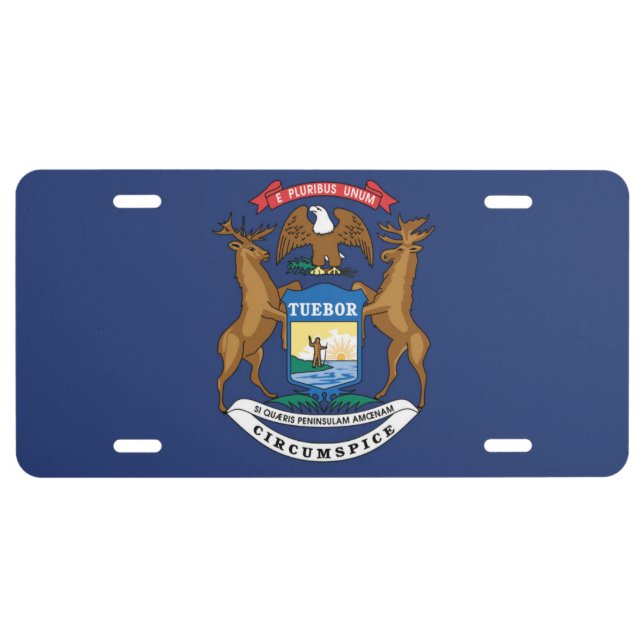 State Flag of Michigan, USA License Plate (Front)