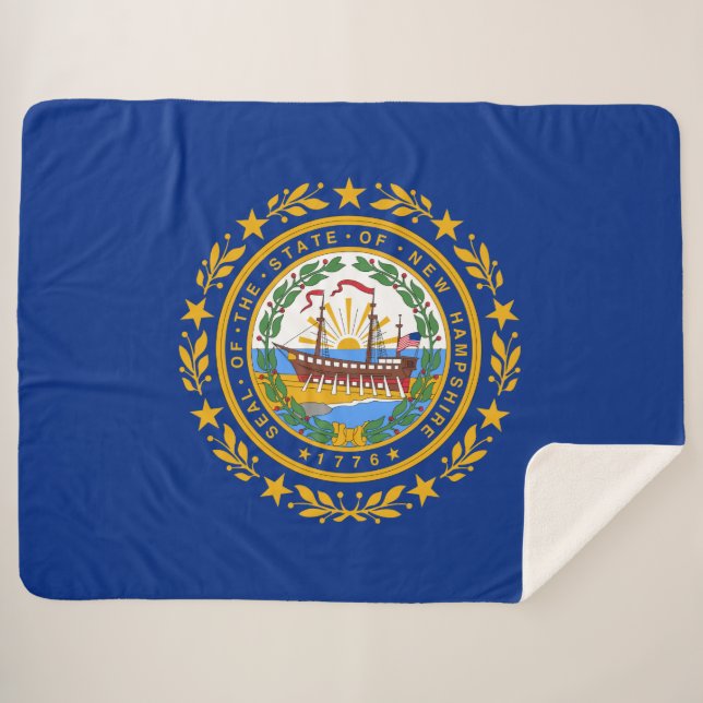 State Flag of New Hampshire Sherpa Blanket (Front (Horizontal))