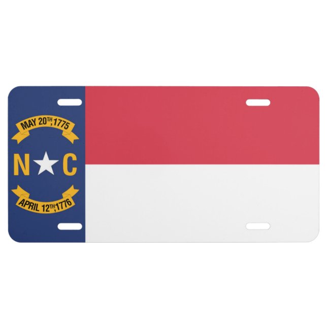State Flag of North Carolina, USA License Plate (Front)
