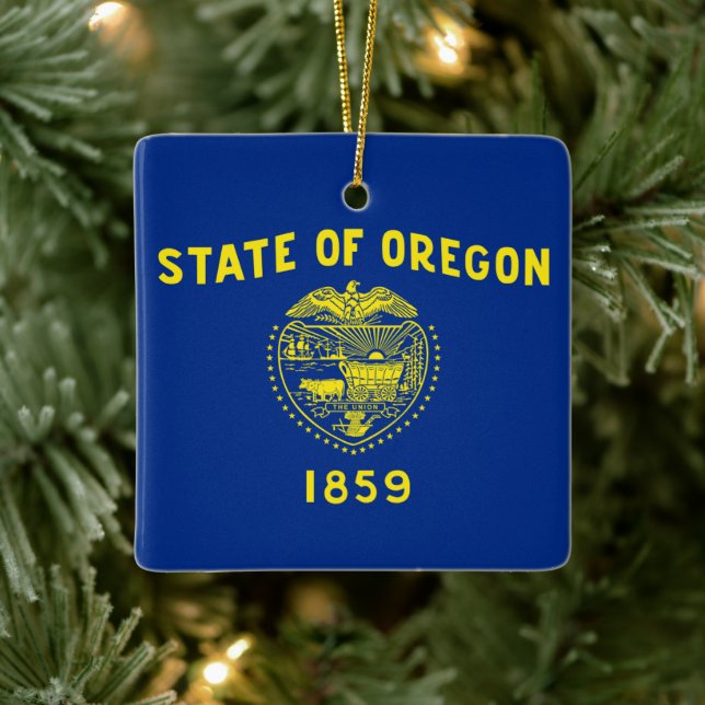 State Flag of Oregon Ceramic Ornament (Tree)