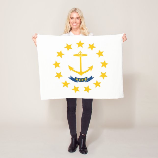 State Flag of Rhode Island, USA Fleece Blanket (In Situ)