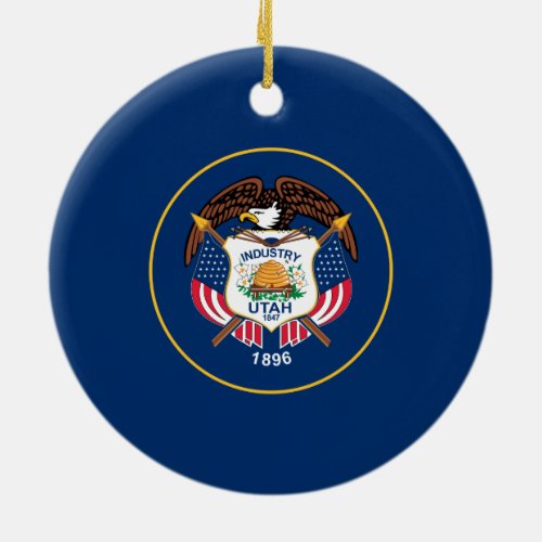 State Flag of Utah Ceramic Ornament