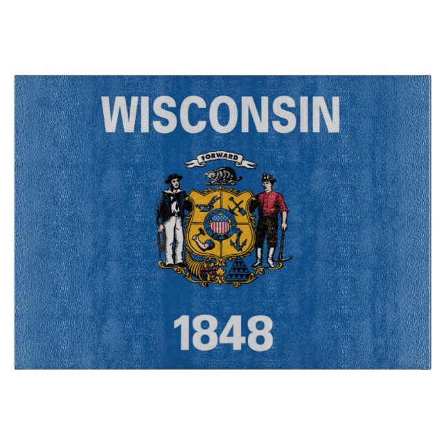 State Flag of Wisconsin, USA Cutting Board (Front)