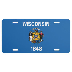 State Flag of Wisconsin, USA License Plate