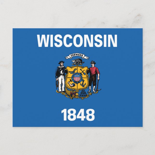 State Flag of Wisconsin, USA Postcard (Front)