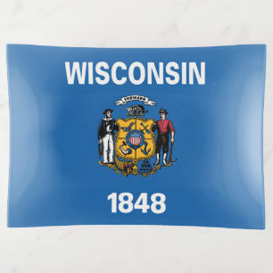 State Flag of Wisconsin, USA Trinket Tray