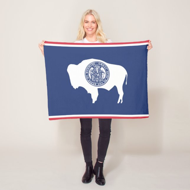 State Flag of Wyoming, USA Fleece Blanket (In Situ)