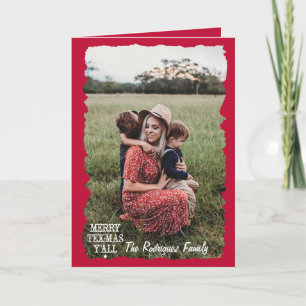 State Flag Red Merry Tex-Mas Y'all Photo Christmas Card