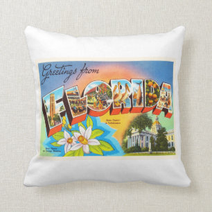 State Florida FL Old Vintage Travel Souvenir Throw Pillow