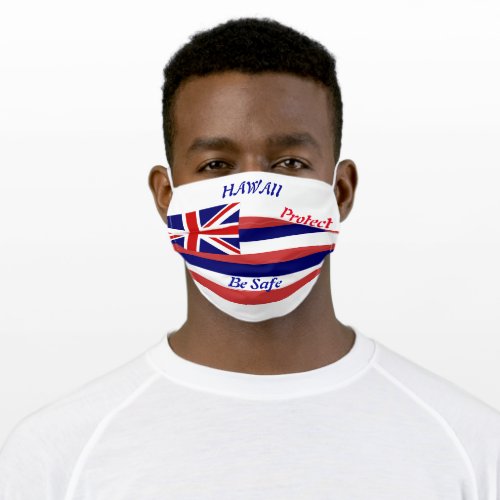 State  Hawaii Flag on White Adult Cloth Face Mask