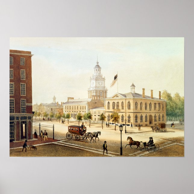 State House, Philadelphia, engraved by Deroy Poster (Front)