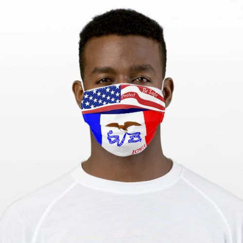 State Iowa Flag w Stars Stripes Adult Cloth Face Mask