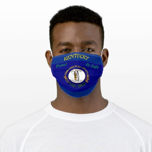 State Kentucky Flag on Blue Adult Cloth Face Mask