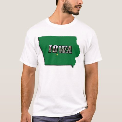 State Map of Iowa and Picture Text T_Shirt