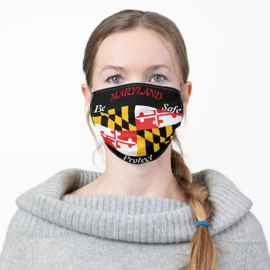 State Maryland State Flag on Black Adult Cloth Face Mask (Worn)