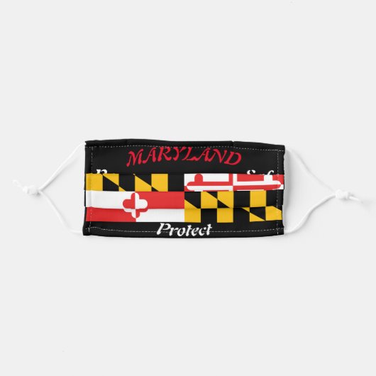 State Maryland State Flag on Black Adult Cloth Face Mask (Front, Folded)