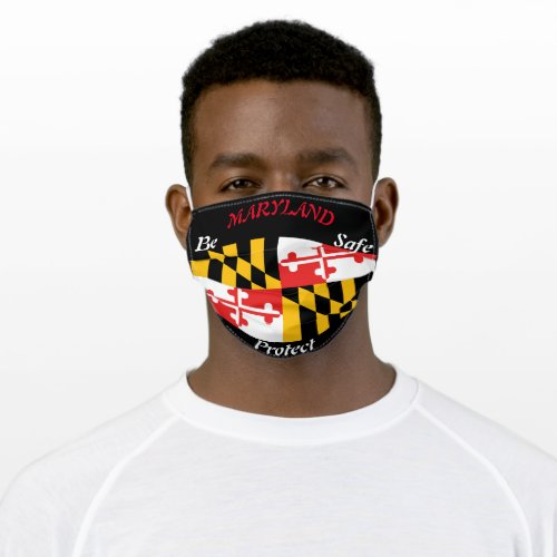 State Maryland State Flag on Black Adult Cloth Face Mask