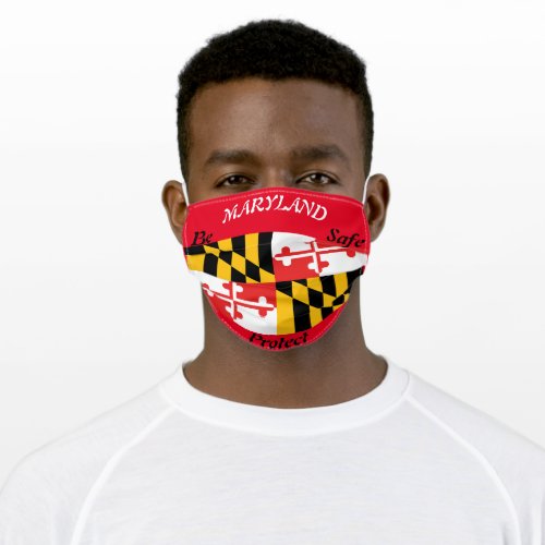 State Maryland State Flag on Red Adult Cloth Face Mask