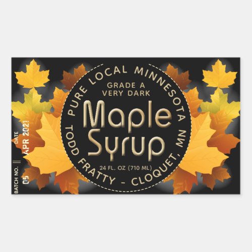State Name Batch and Date MAPLE SYRUP LABEL
