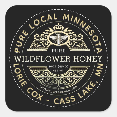 State Name Heraldic Bee Wildflower Honey Label