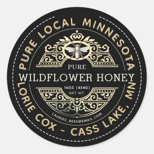 State Name Heraldic Bee Wildflower Honey Label