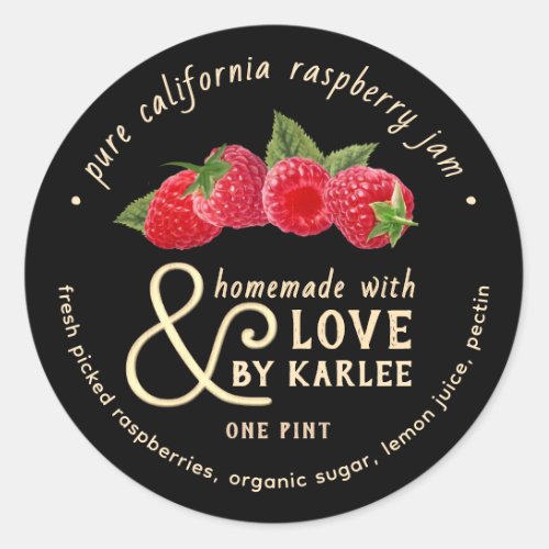 State Name Homemade with Love Pure Raspberry Jam Classic Round Sticker