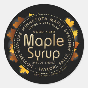 State Name Maple Syrup (Batch and Date) Classic Round Sticker