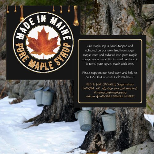 State Name MAPLE SYRUP BUSINESS CARD with drips