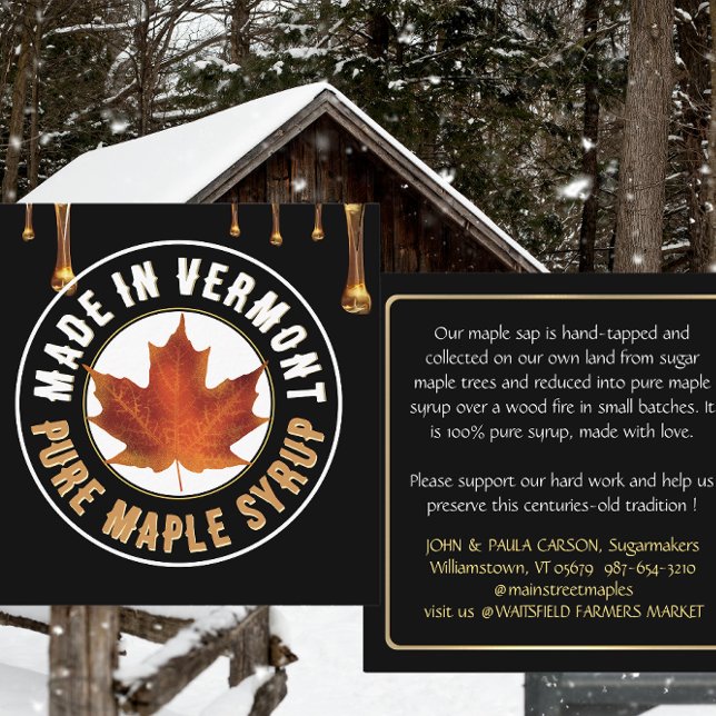 State Name MAPLE SYRUP BUSINESS CARD with drips (Creator Uploaded)