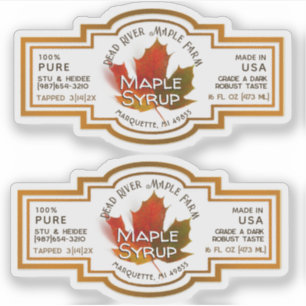 State Name Waterproof Vinyl Maple Syrup with Leaf Sticker