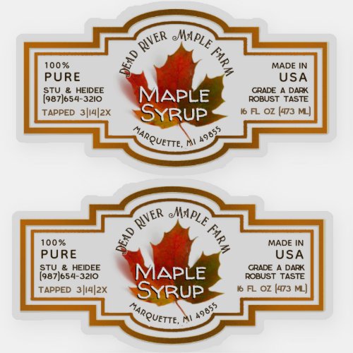 State Name Waterproof Vinyl Maple Syrup with Leaf Sticker