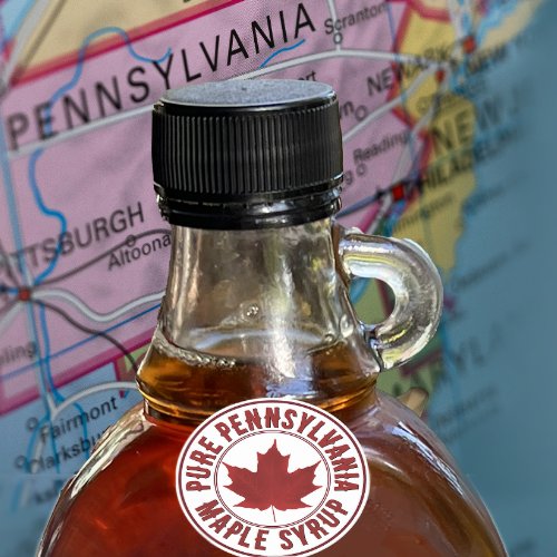 State Name with Red Leaf Maple Syrup Mini Label