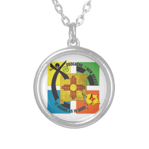 STATE NEW MEXICO MOTTO GEOCACHER SILVER PLATED NECKLACE