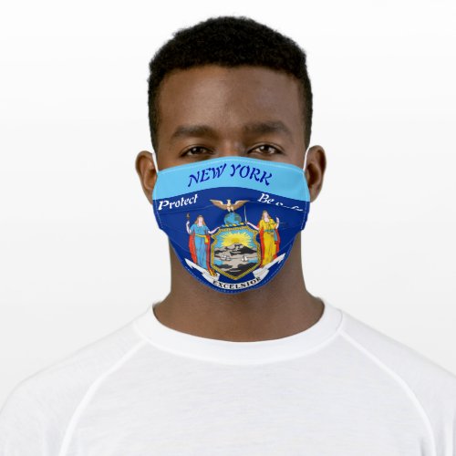 State New York on Sky Blue Adult Cloth Face Mask