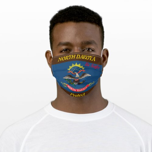 State North Dakota Flag on Brown Smile Adult Cloth Face Mask