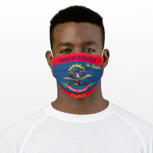 State North Dakota Flag on Red Adult Cloth Face Mask