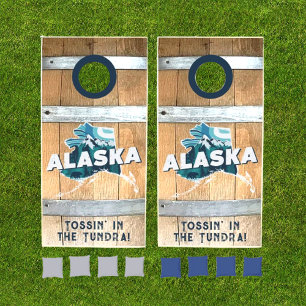 State of Alaska Rustic Cornhole Set