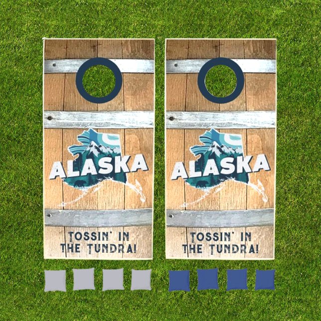 State of Alaska Rustic Cornhole Set (Creator Uploaded)