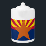 State of Arizona Flag Teapot<br><div class="desc">Arizona State Flag has thirteen red and yellow rays on the top half, and blue on the lower half, with a copper star in the center. Adopted on February 27, 1917. This looks good on any product and makes a wonderful travel keepsake. ⭐PERSONALIZE this template with your artwork. ⭐EDIT it...</div>