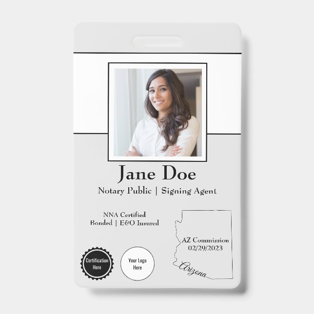 State of Arizona Notary Public Badge with QR Code (Front)