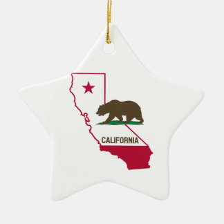 State of California and Grizzly Bear Ceramic Ornament
