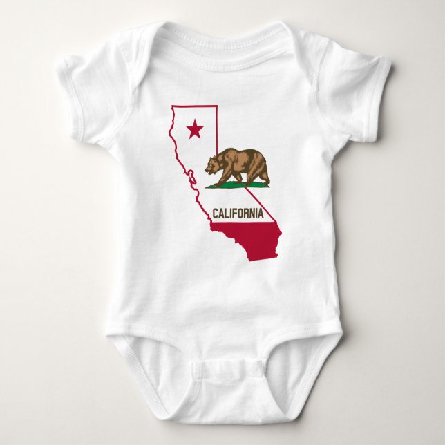 State of California Bear and Flag Baby Bodysuit (Front)