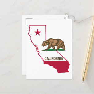 State of California Bear and Flag Postcard