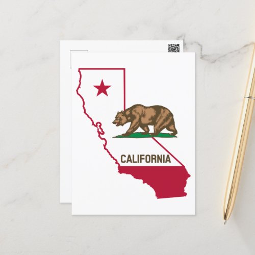 State of California Bear and Flag Postcard