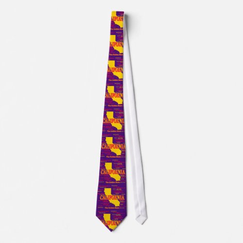 State of California Map Los Angeles San Diego Neck Tie