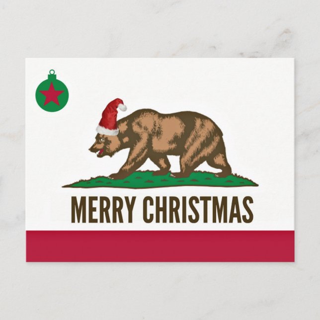 State of California Merry Christmas Bear Postcards (Front)